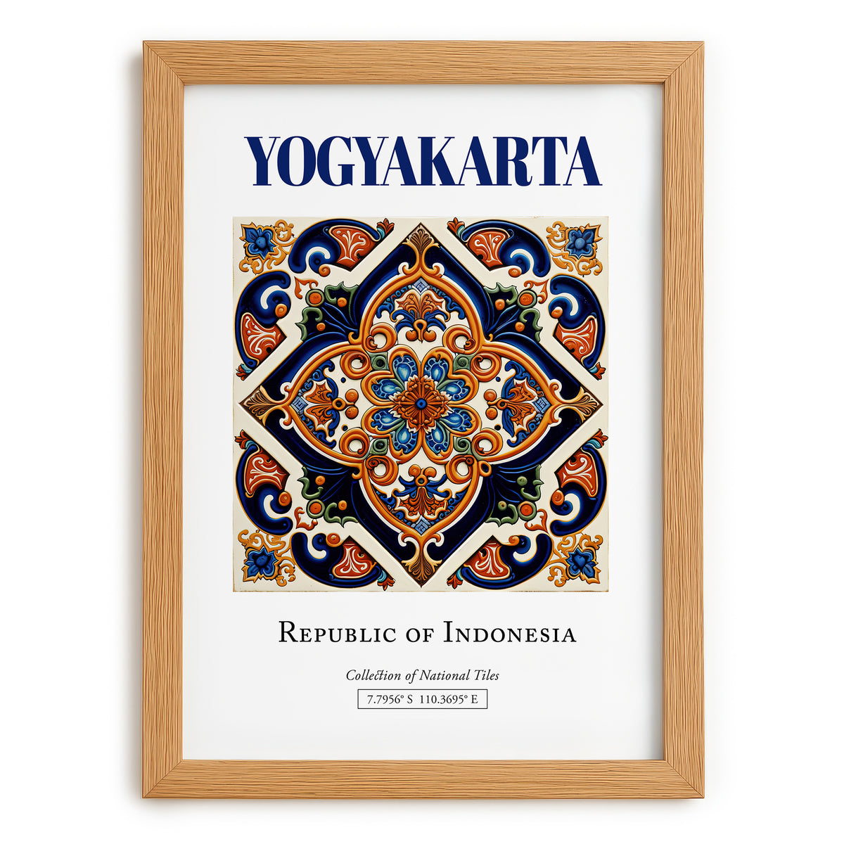 Yogyakarta, Indonesia – Travel Print, set in oak frame