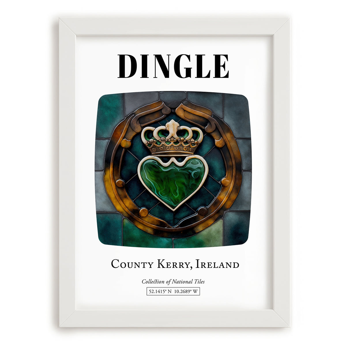 Dingle, Ireland – Historic Cities Art Print, placed in minimal white frame