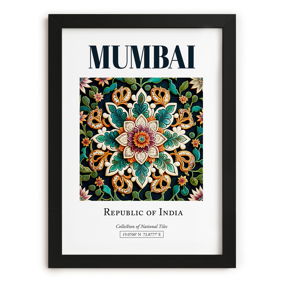 Mumbai, India – Minimalist Travel Print, in sleek black frame