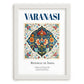 Varanasi, India – Minimalist Travel Print, placed in minimal white frame