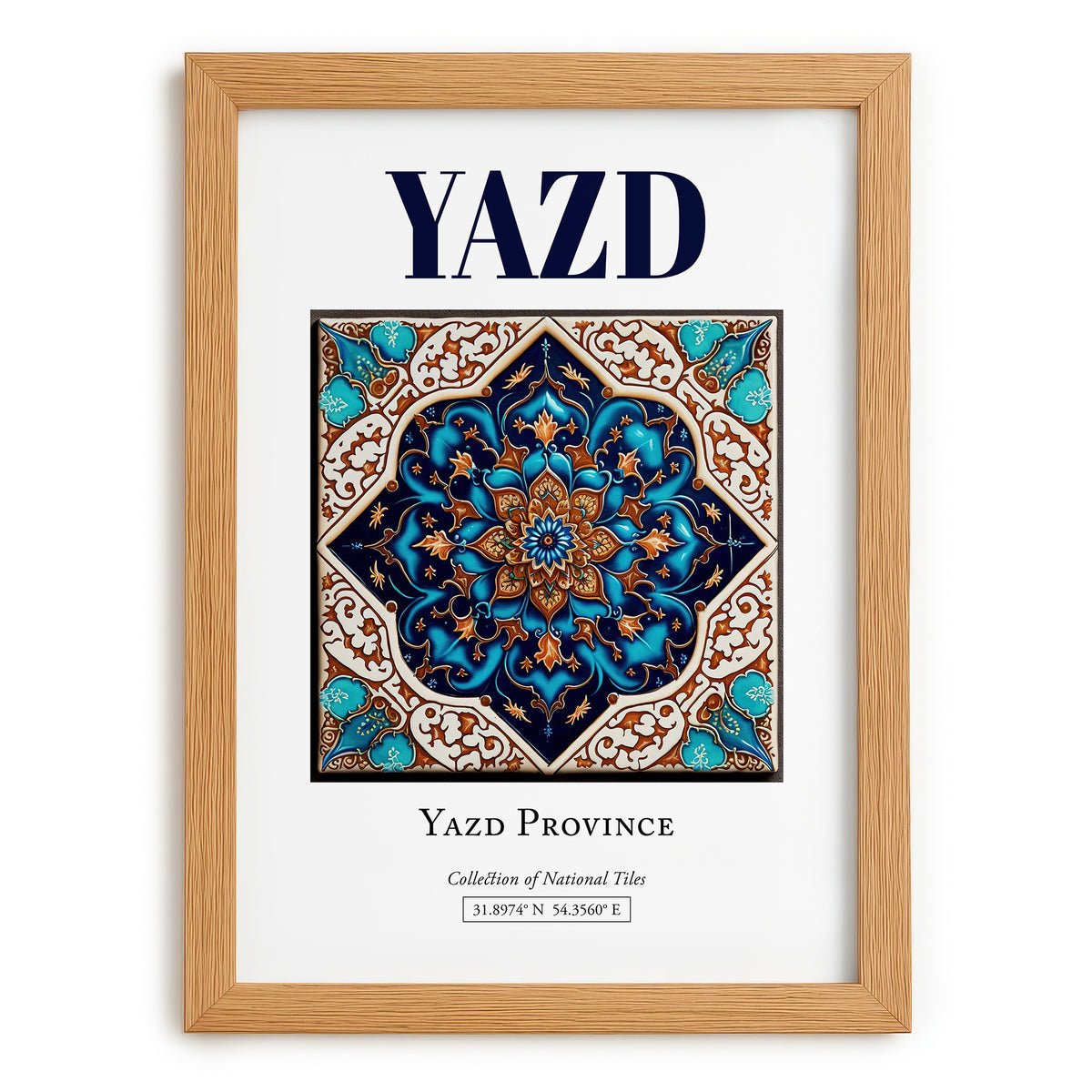 Yazd, Iran – Travel Print, set in oak frame