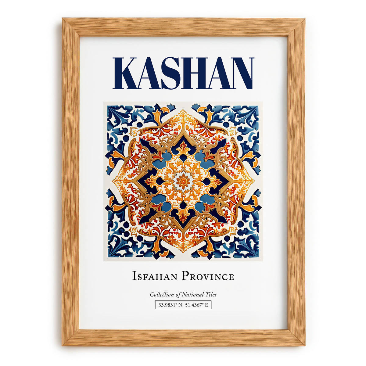 Kashan, Iran – Travel Print, set in oak frame