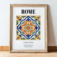 Rome, Italy – Travel Poster, in wooden frame leaning on the floor