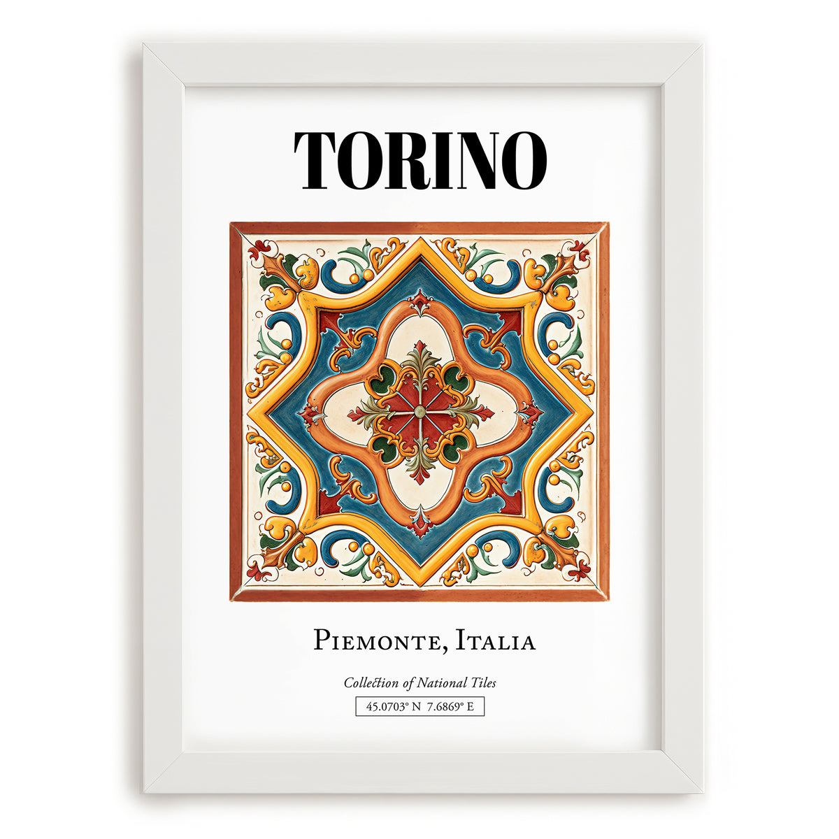 Torino, Italy – Away From Home Poster, placed in minimal white frame