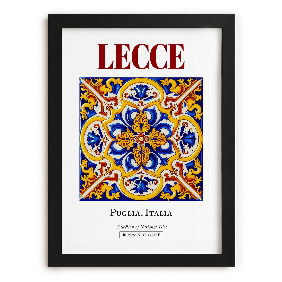 Lecce, Italy – Retro Travel Poster, in sleek black frame