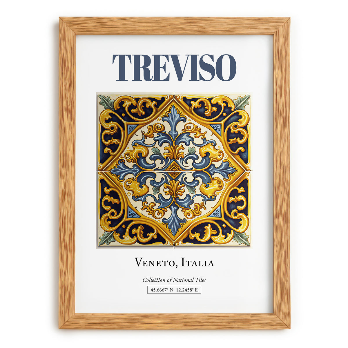 Treviso, Italy – Travel Destination Art, set in oak frame