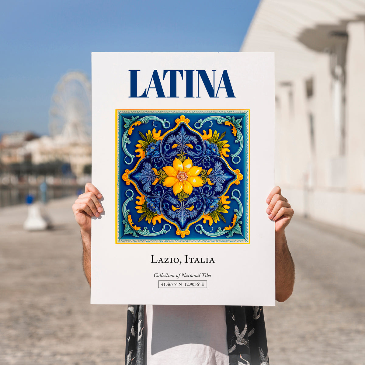 Latina, Italy – Global Cities Wall Print, no-text version framed in wood