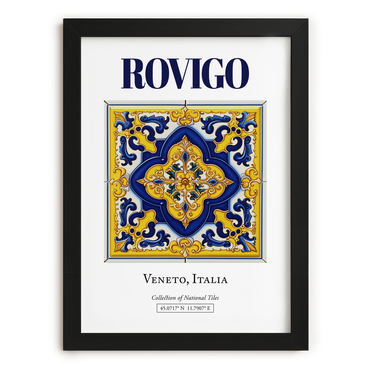 Rovigo, Italy – Travel Poster, in sleek black frame