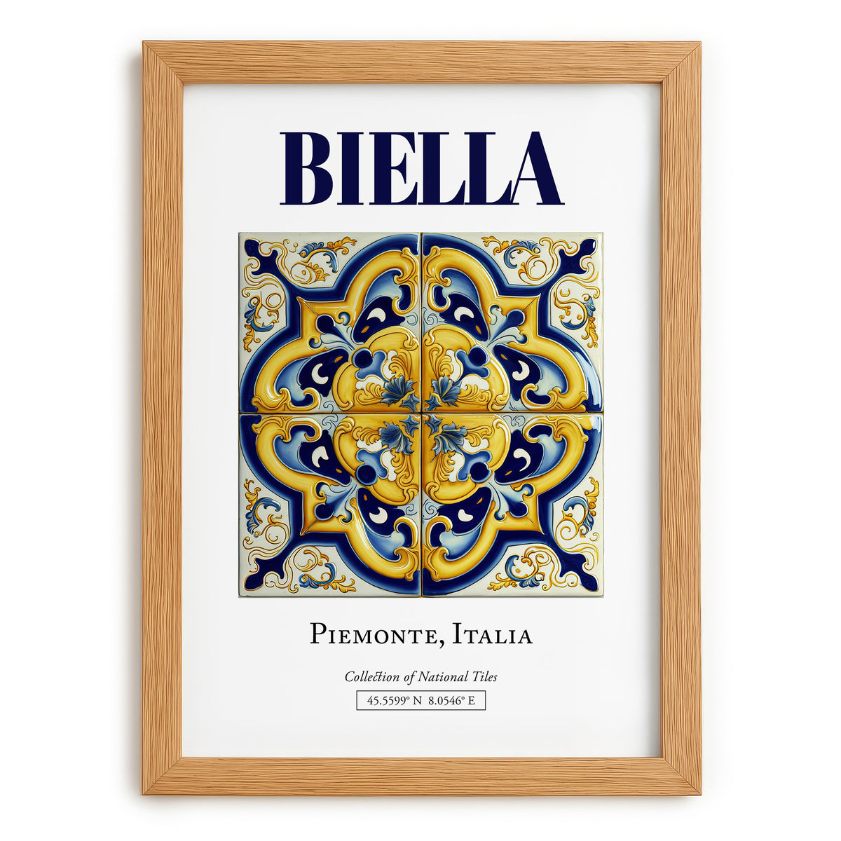 Biella, Italy – Travel Poster, set in oak frame