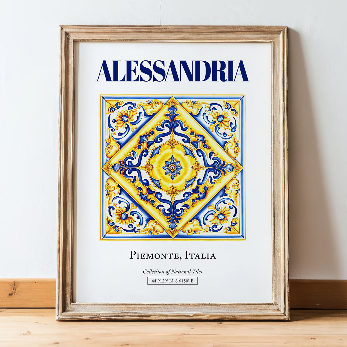 Alessandria, Italy – Travel Wall Decor, in wooden frame leaning on the floor
