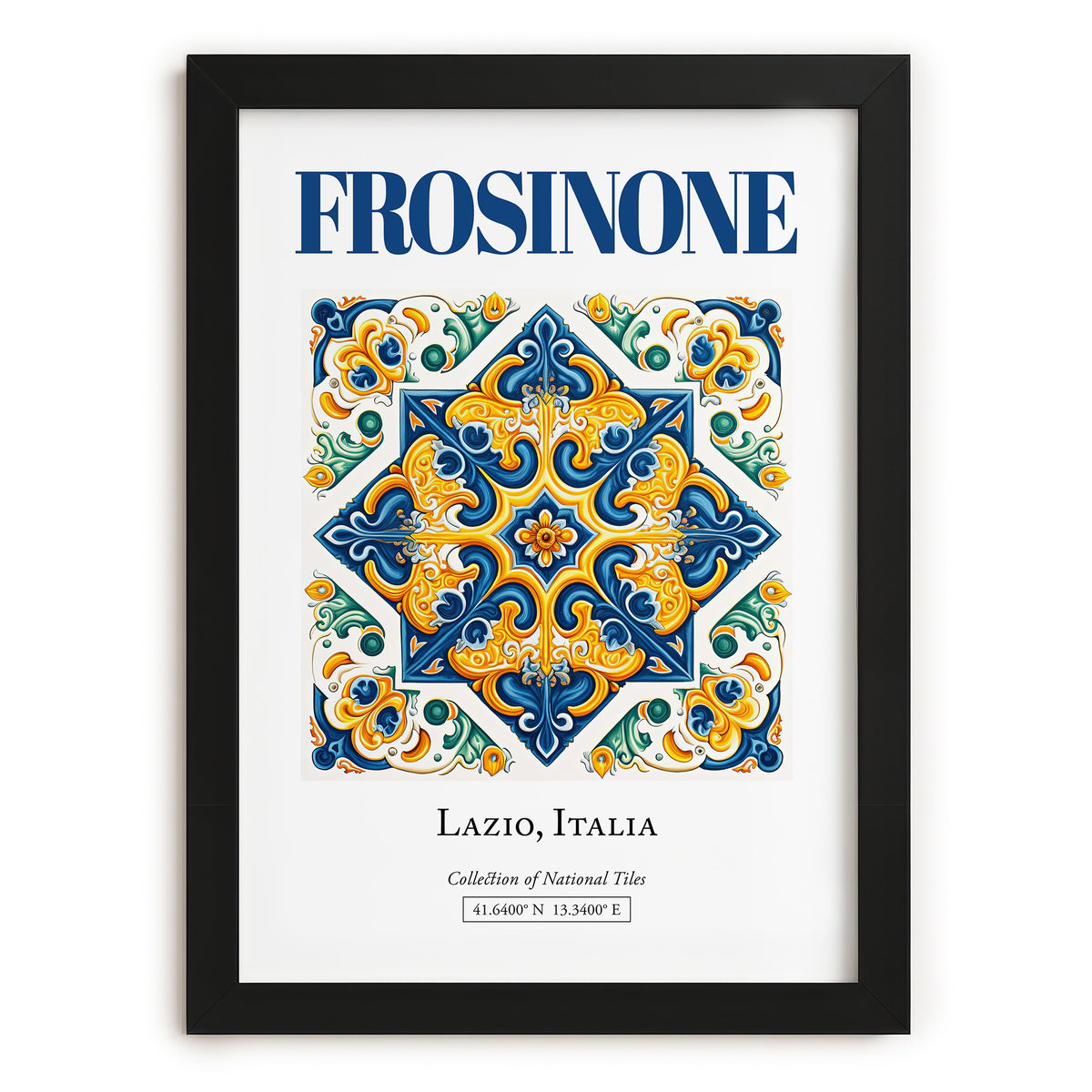 Frosinone, Italy – Travel Print, in sleek black frame