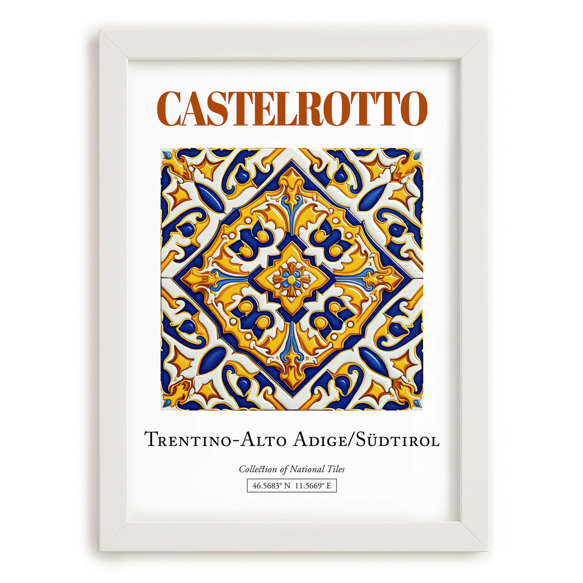 Castelrotto, Italy – Travel Poster, placed in minimal white frame