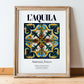 L'Aquila, Italy – Tourist Destination Poster, in wooden frame leaning on the floor