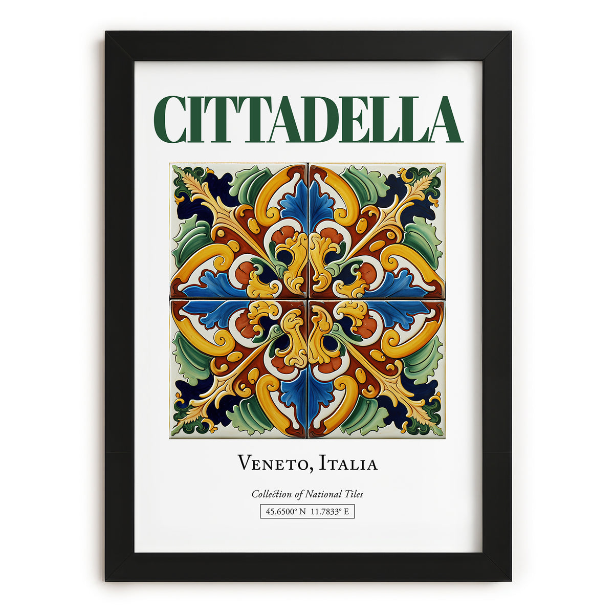 Cittadella, Italy – Retro Travel Poster, in sleek black frame