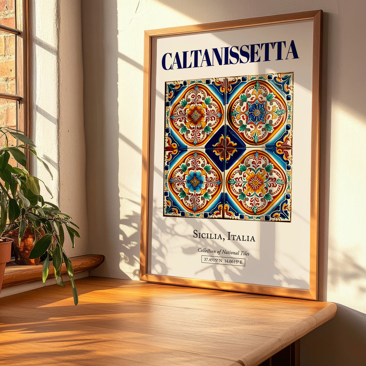 Caltanissetta, Italy – Illustrated Travel Poster, clean layout with no caption