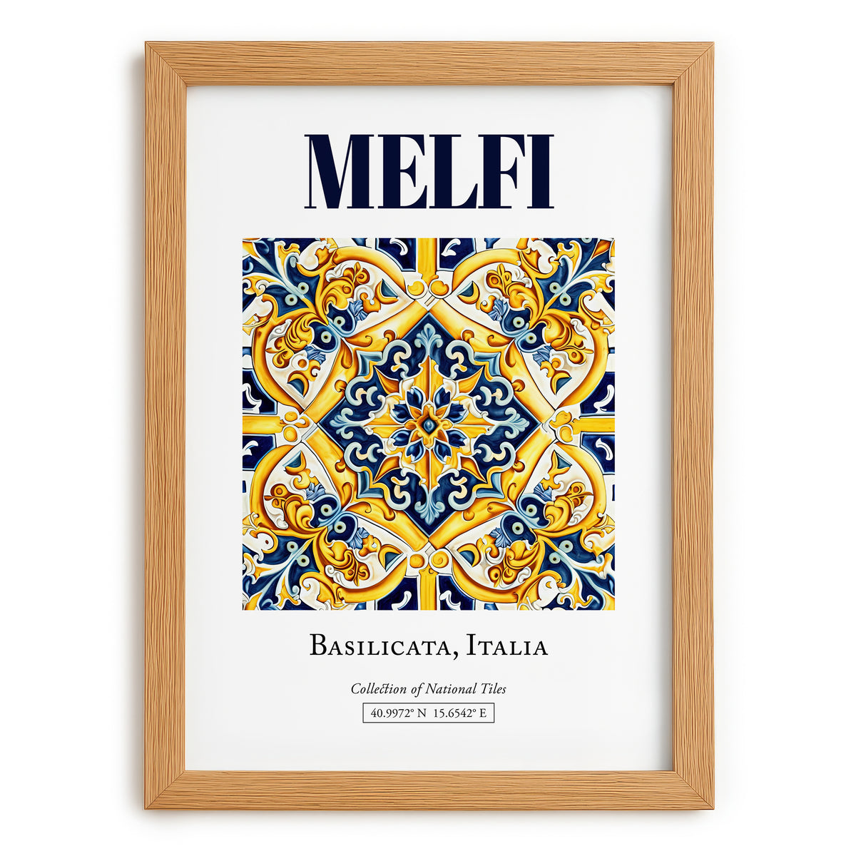 Melfi, Italy – Vintage Travel Poster, set in oak frame