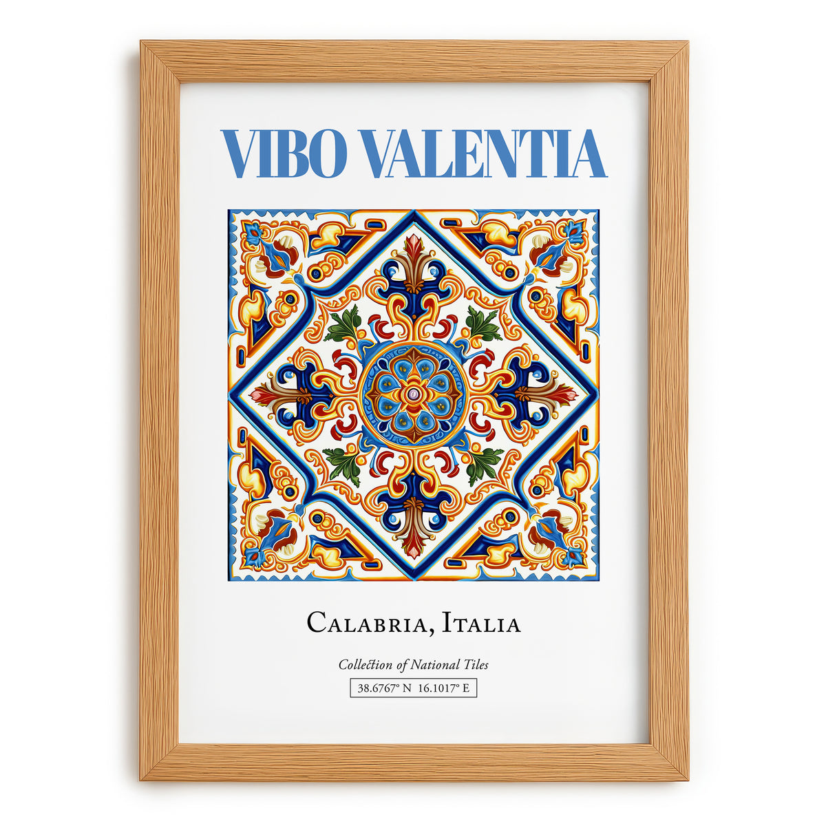 Vibo Valentia, Italy – World Heritage Travel Poster, set in oak frame