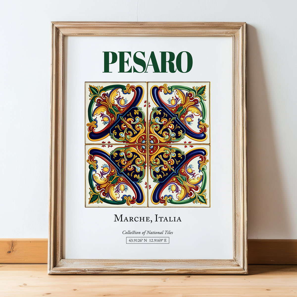 Pesaro, Italy – Travel Print, in wooden frame leaning on the floor