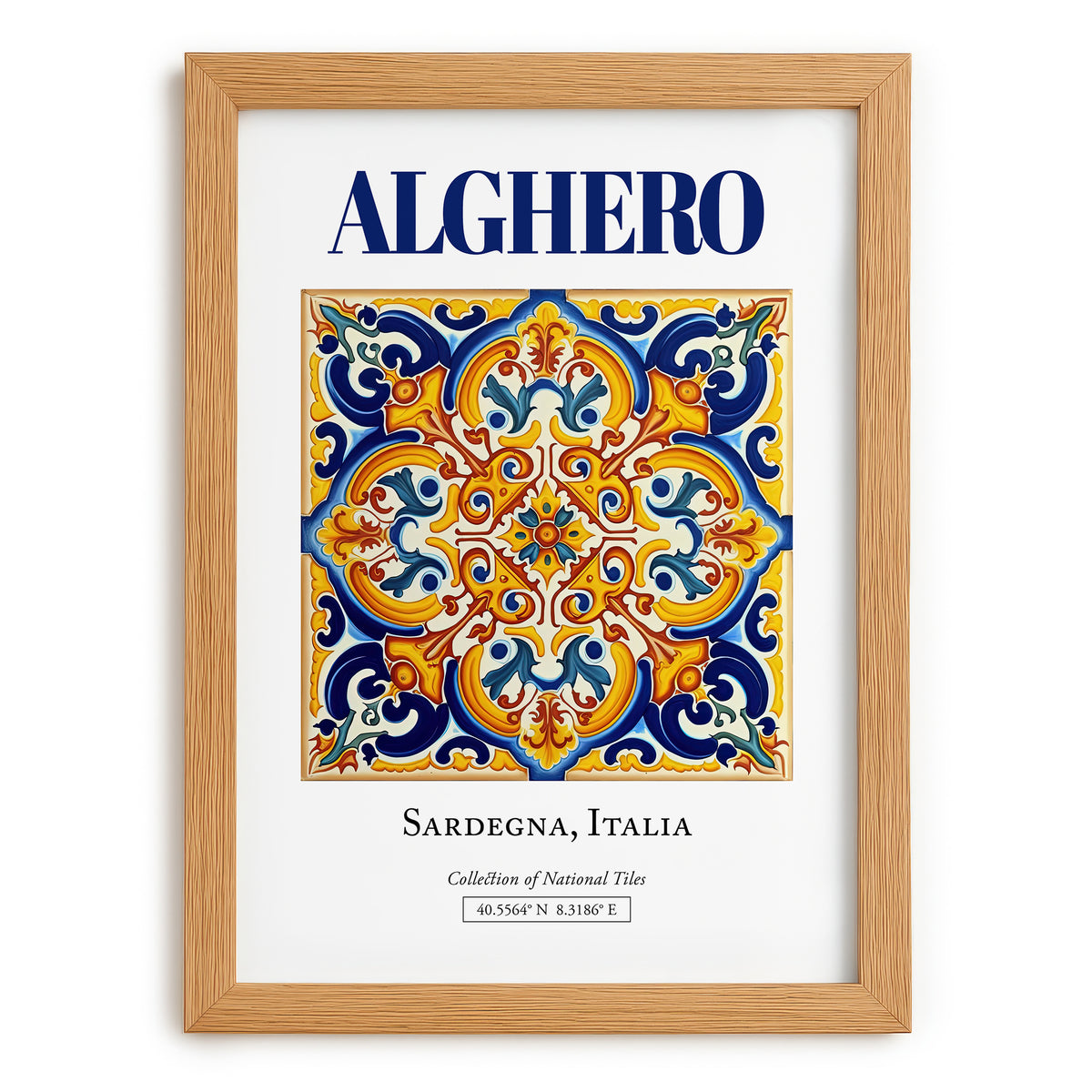 Alghero, Italy – Travel Poster, set in oak frame