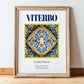 Viterbo, Italy – World Heritage Travel Poster, in wooden frame leaning on the floor