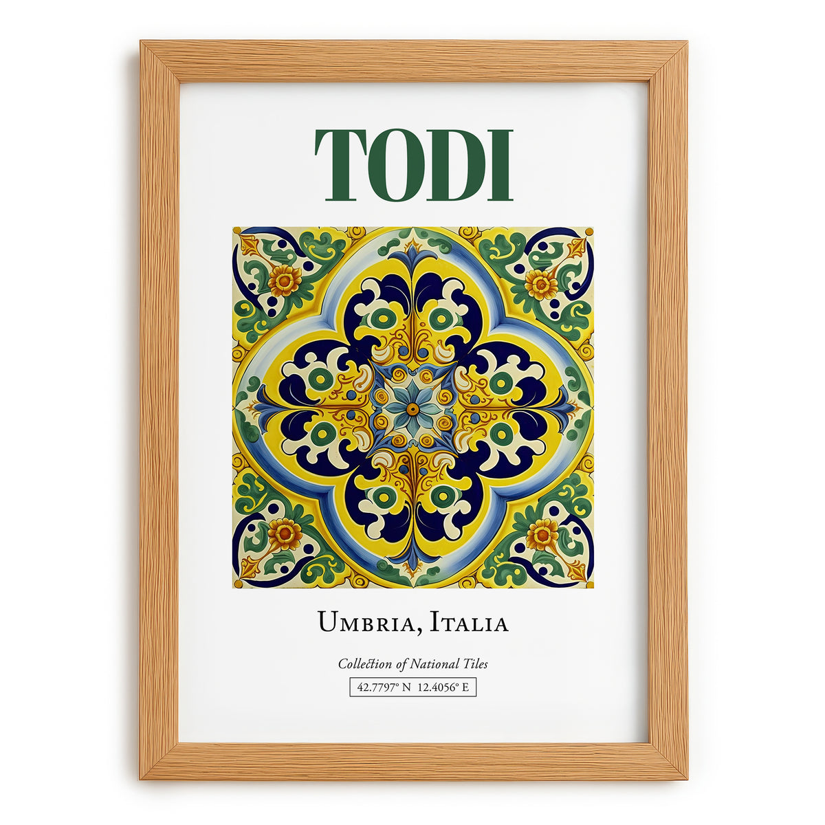 Todi, Italy – Travel Print, set in oak frame