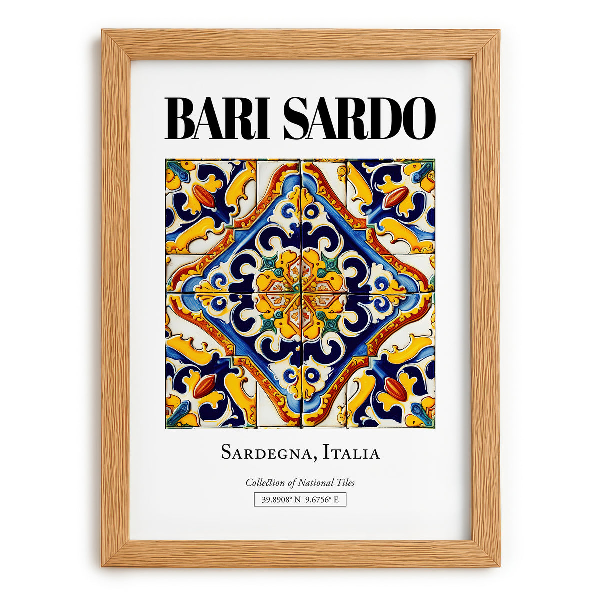 Bari Sardo, Italy – Travel Poster, set in oak frame