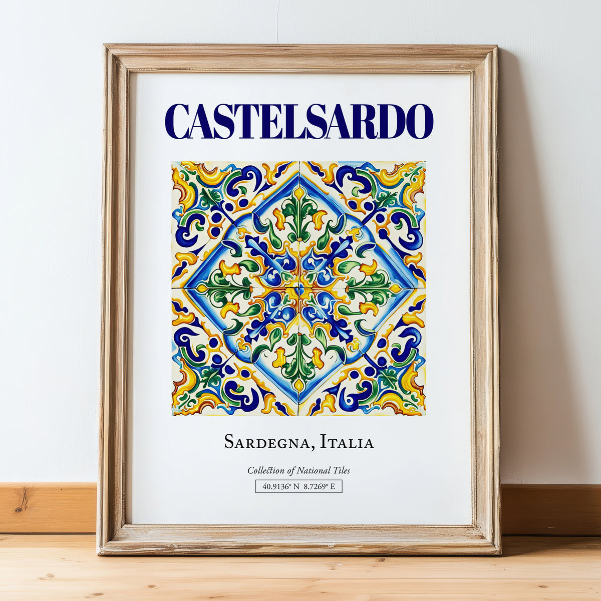 Castelsardo, Italy – Country Culture Poster, in wooden frame leaning on the floor