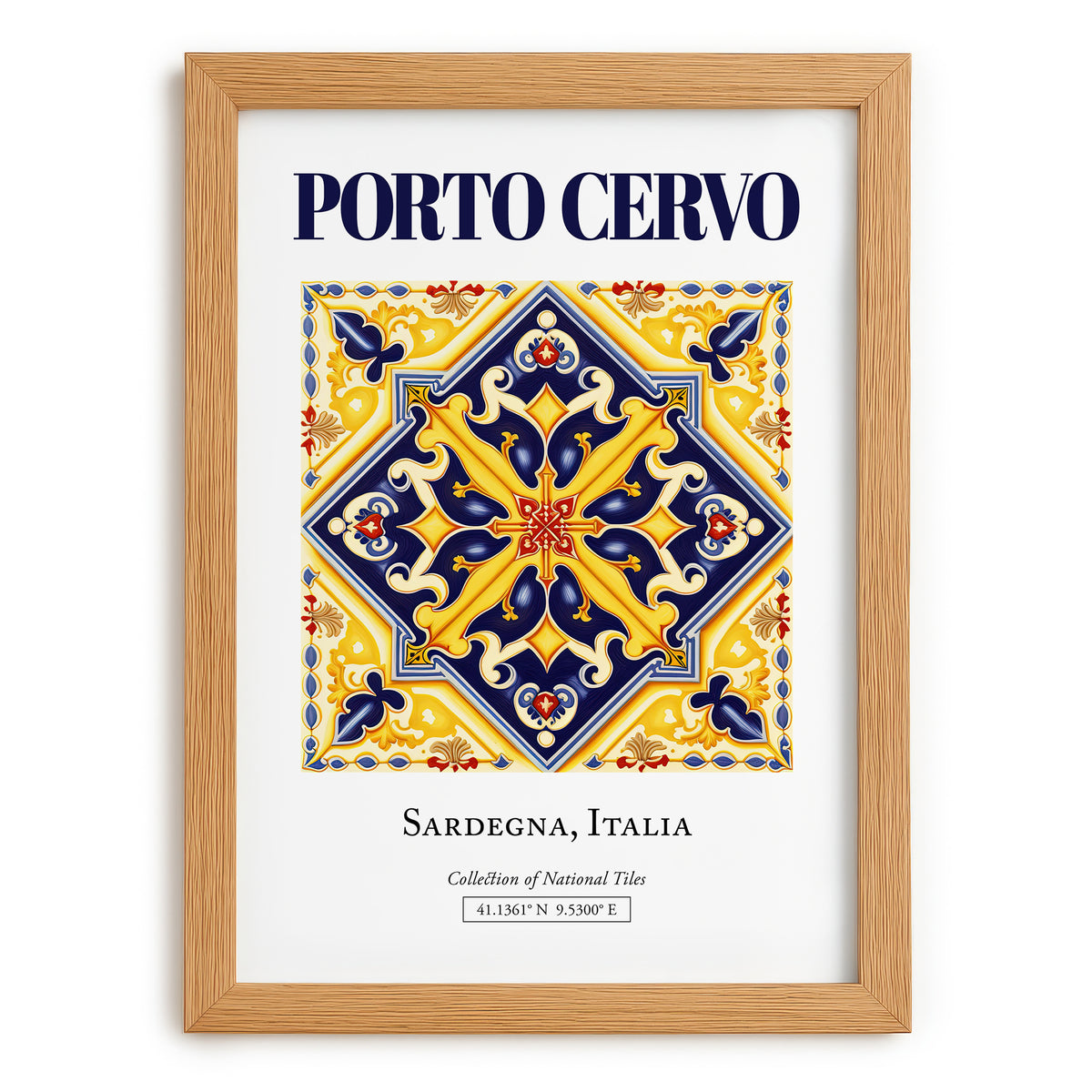 Porto Cervo, Italy – Travel Print, set in oak frame
