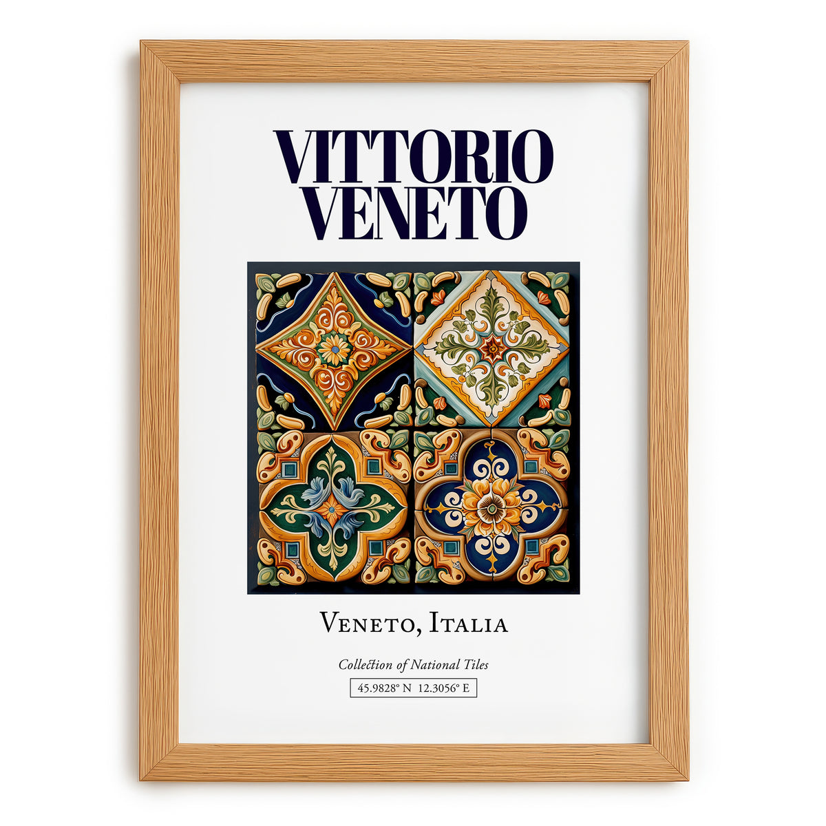 Vittorio Veneto, Italy – Travel Poster, set in oak frame