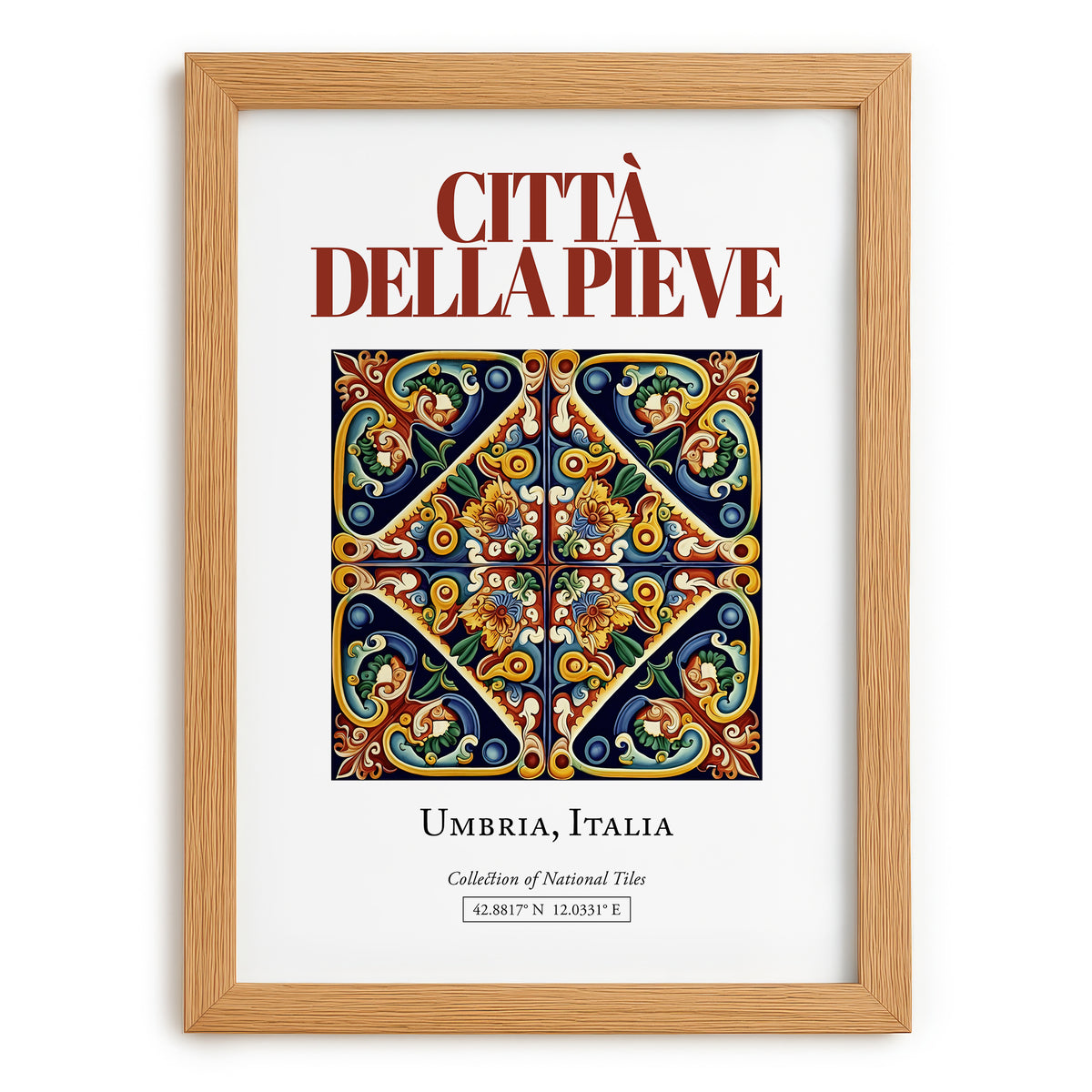 Città della Pieve, Italy – Travel Memories Wall Print, set in oak frame