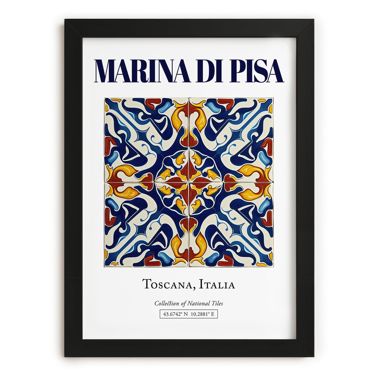 Marina di Pisa, Italy – Tourist Destination Poster, in sleek black frame