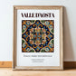 Valle d'Aosta, Italy – Travel Poster, in wooden frame leaning on the floor