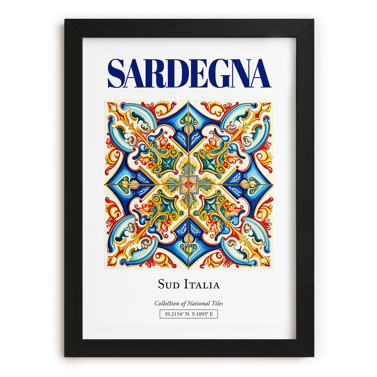 Sardegna (Sardinia), Italy – Travel Print, in sleek black frame