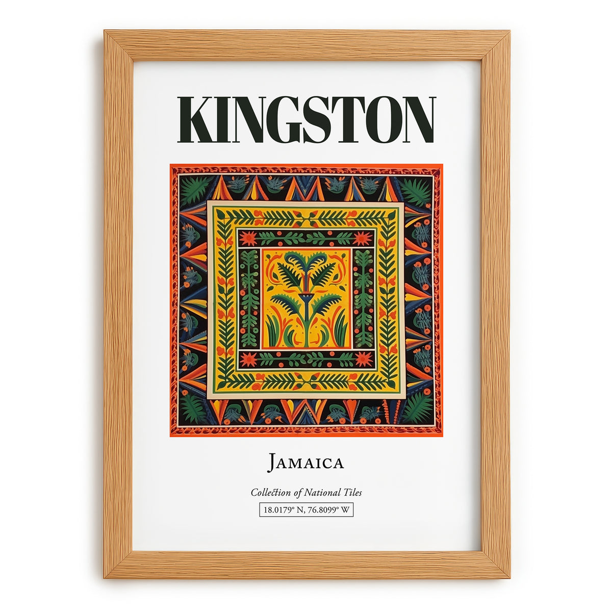 Kingston, Jamaica – Travel Wall Art, set in oak frame