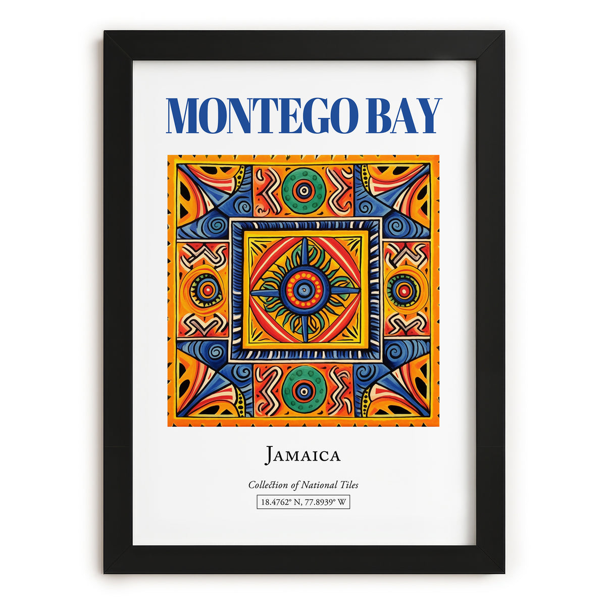 Montego Bay, Jamaica – Travel Wall Art, in sleek black frame