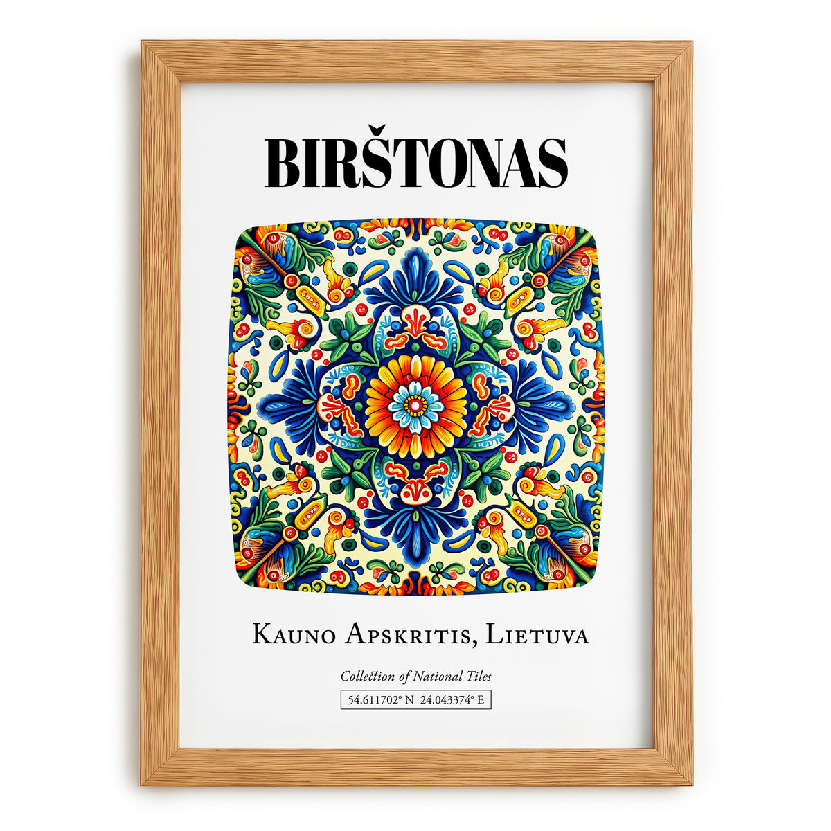 Birštonas, Lithuania – Travel Wall Art, set in oak frame