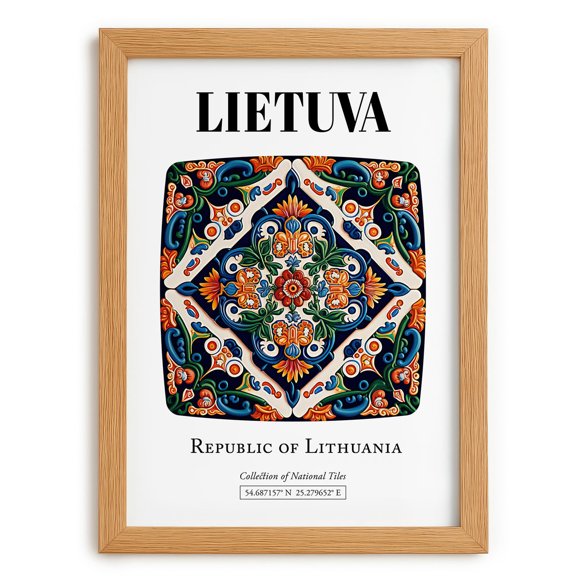 Lietuva, Lithuania – Wanderlust Wall Decor, set in oak frame