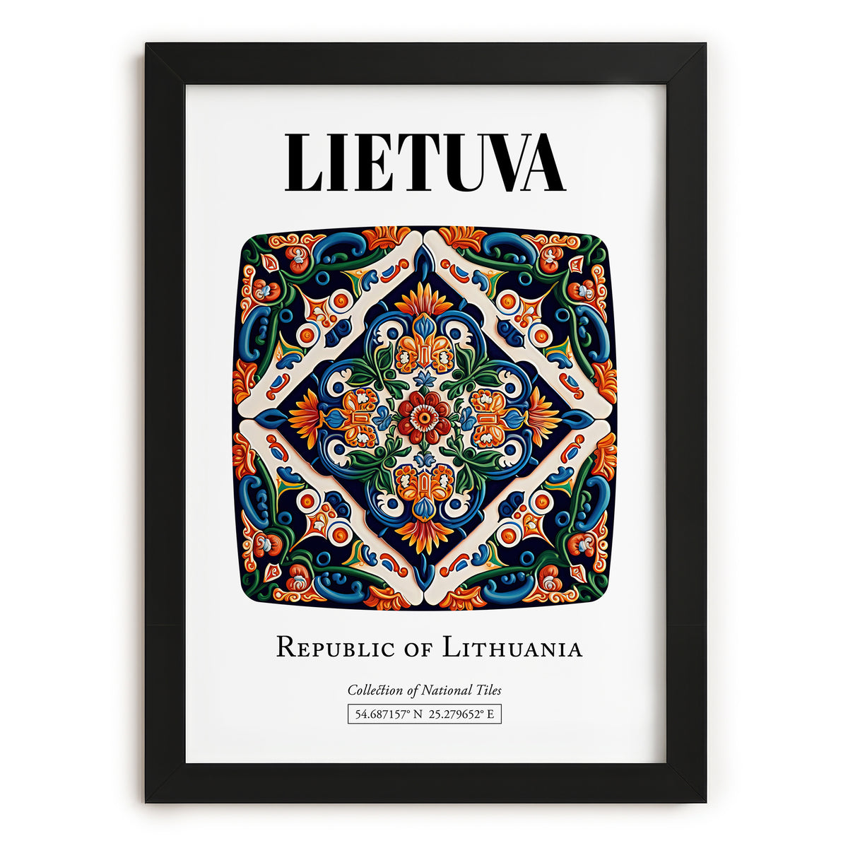 Lietuva, Lithuania – Wanderlust Wall Decor, in sleek black frame