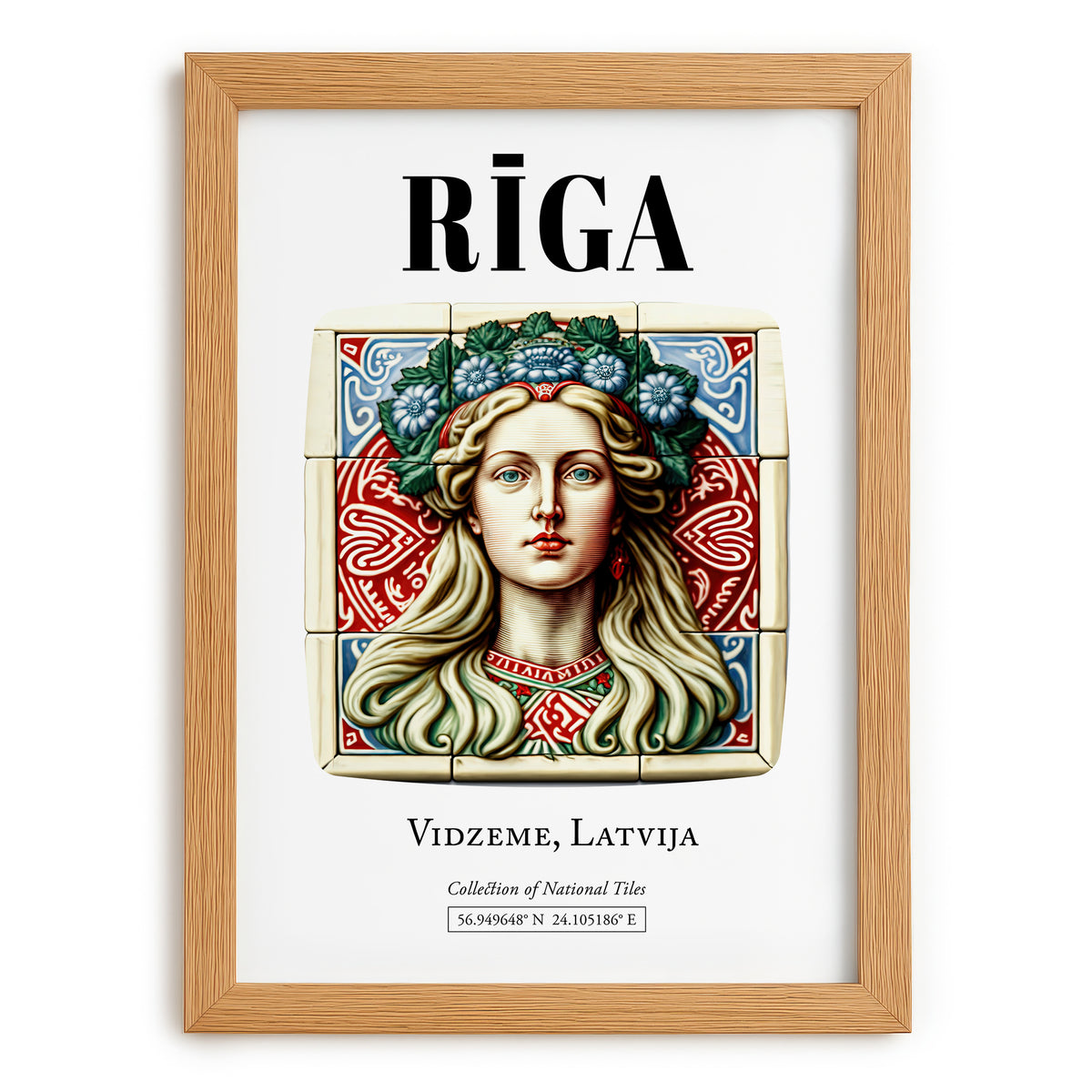Riga, Latvia – Global Wall Art, set in oak frame