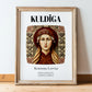 Kuldīga, Latvia – Travel Poster, in wooden frame leaning on the floor