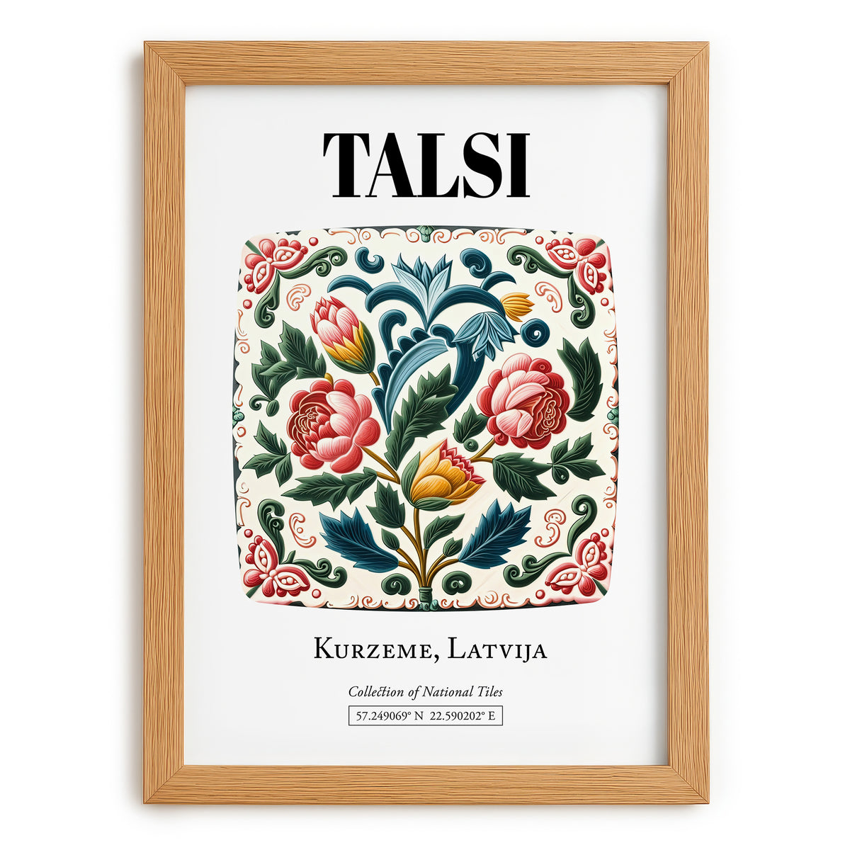 Talsi, Latvia – Travel Destination Art, set in oak frame