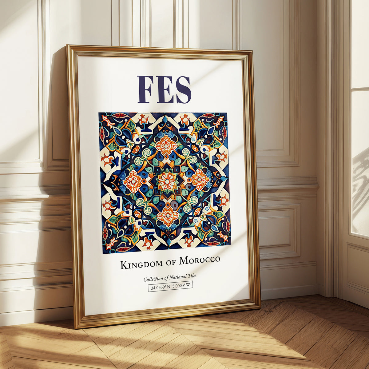 Fes, Morocco – Travel Poster, styled in a charming Paris street view