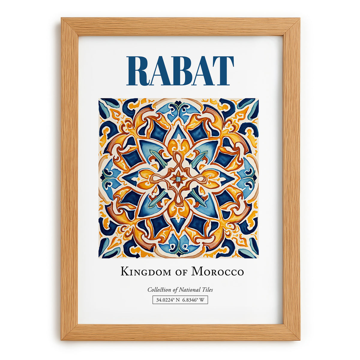 Rabat, Morocco – Travel Wall Art, set in oak frame