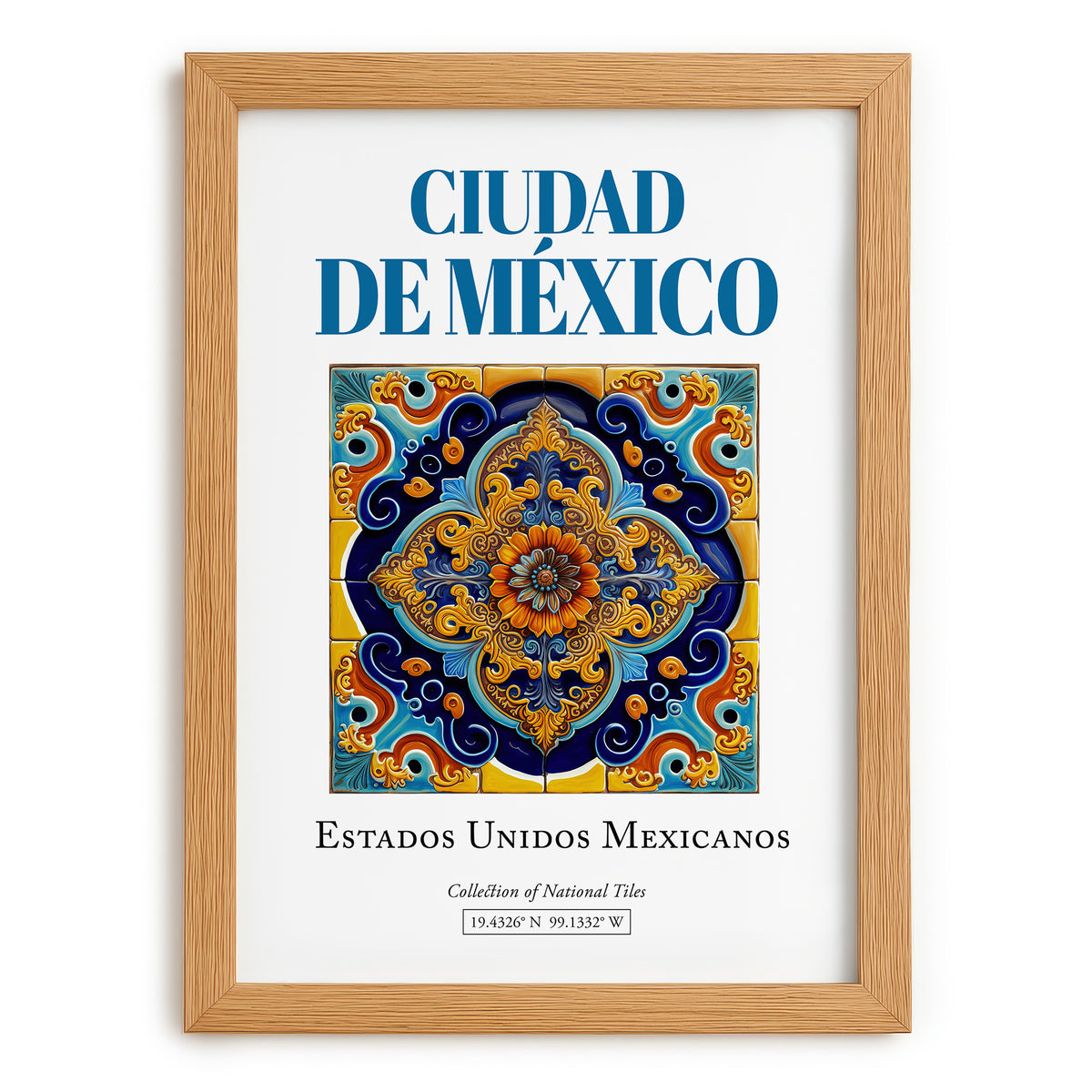Ciudad de México, Mexico – Travel Print, set in oak frame