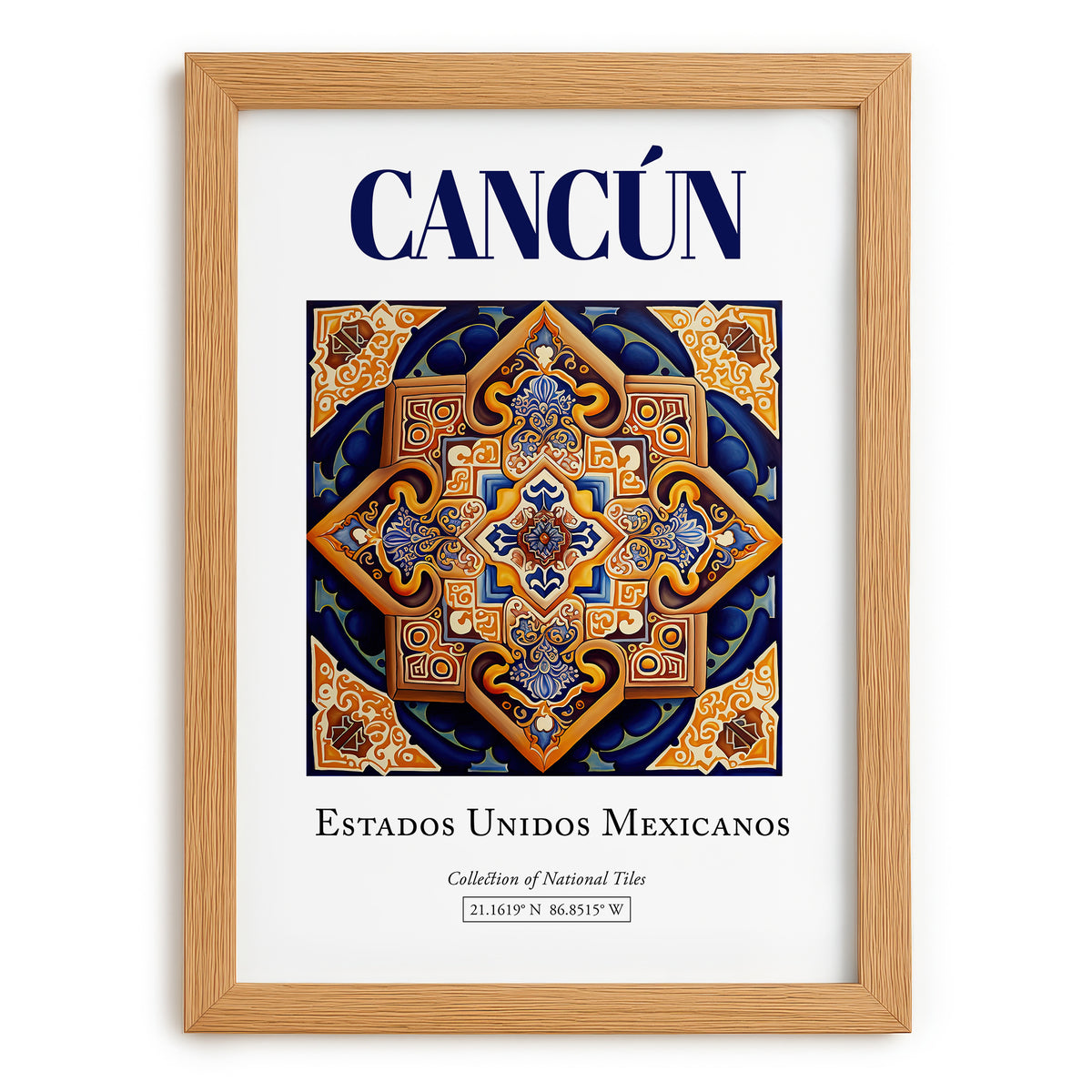 Cancún, Mexico – Travel Poster, set in oak frame