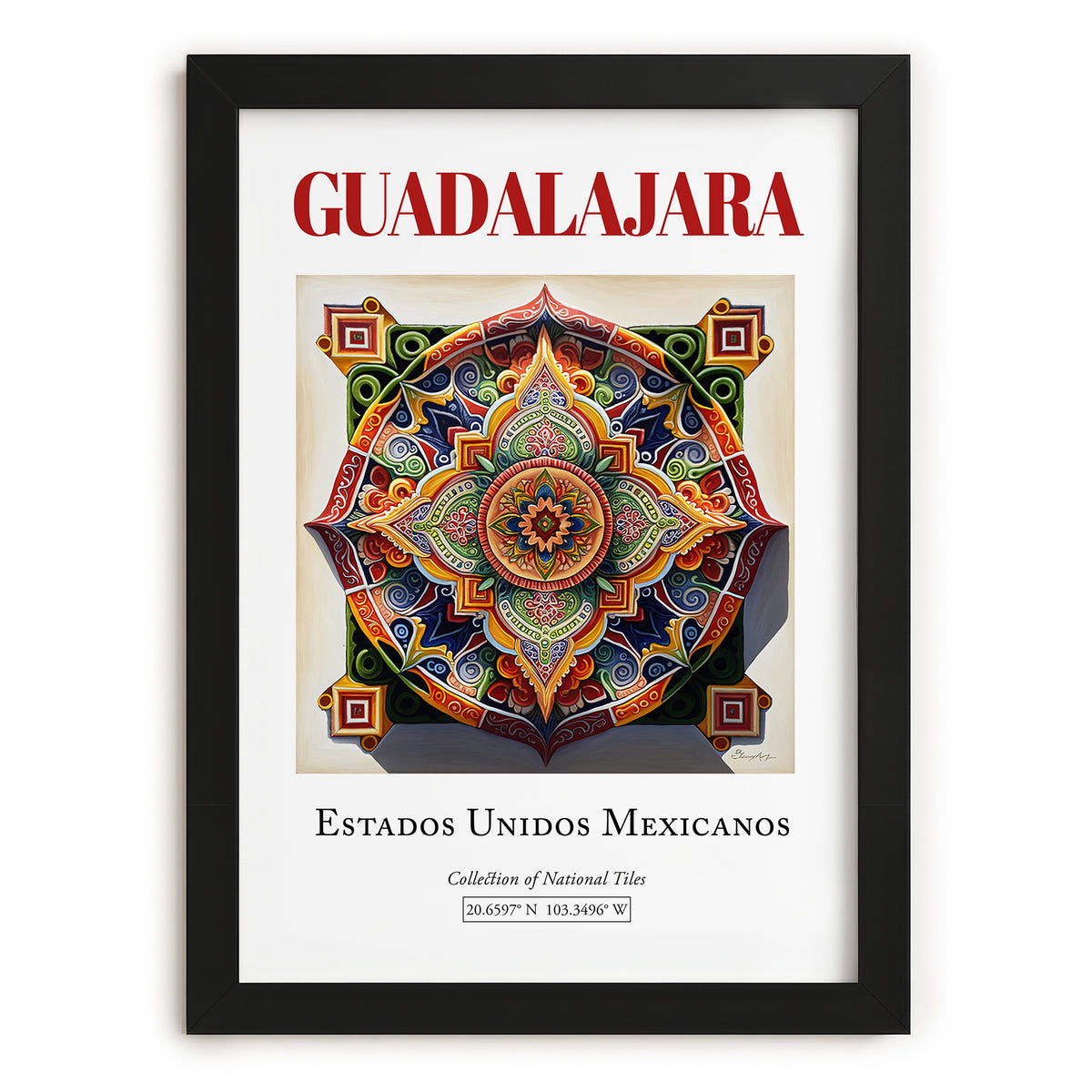 Guadalajara, Mexico – Travel Poster, in sleek black frame