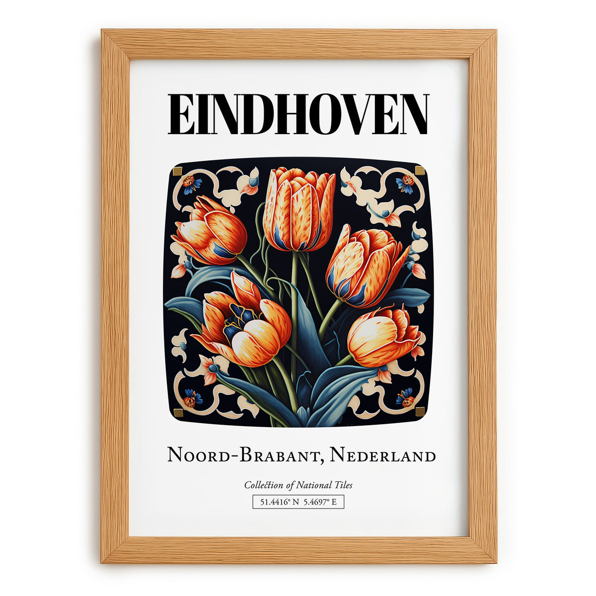 Eindhoven, Netherlands – Travel Print, set in oak frame