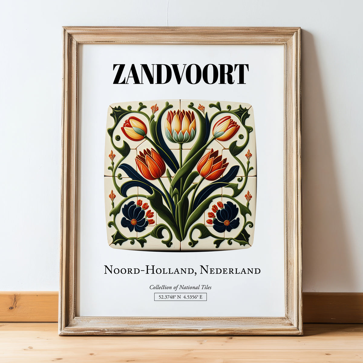 Zandvoort, Netherlands – Travel Wall Art, in wooden frame leaning on the floor