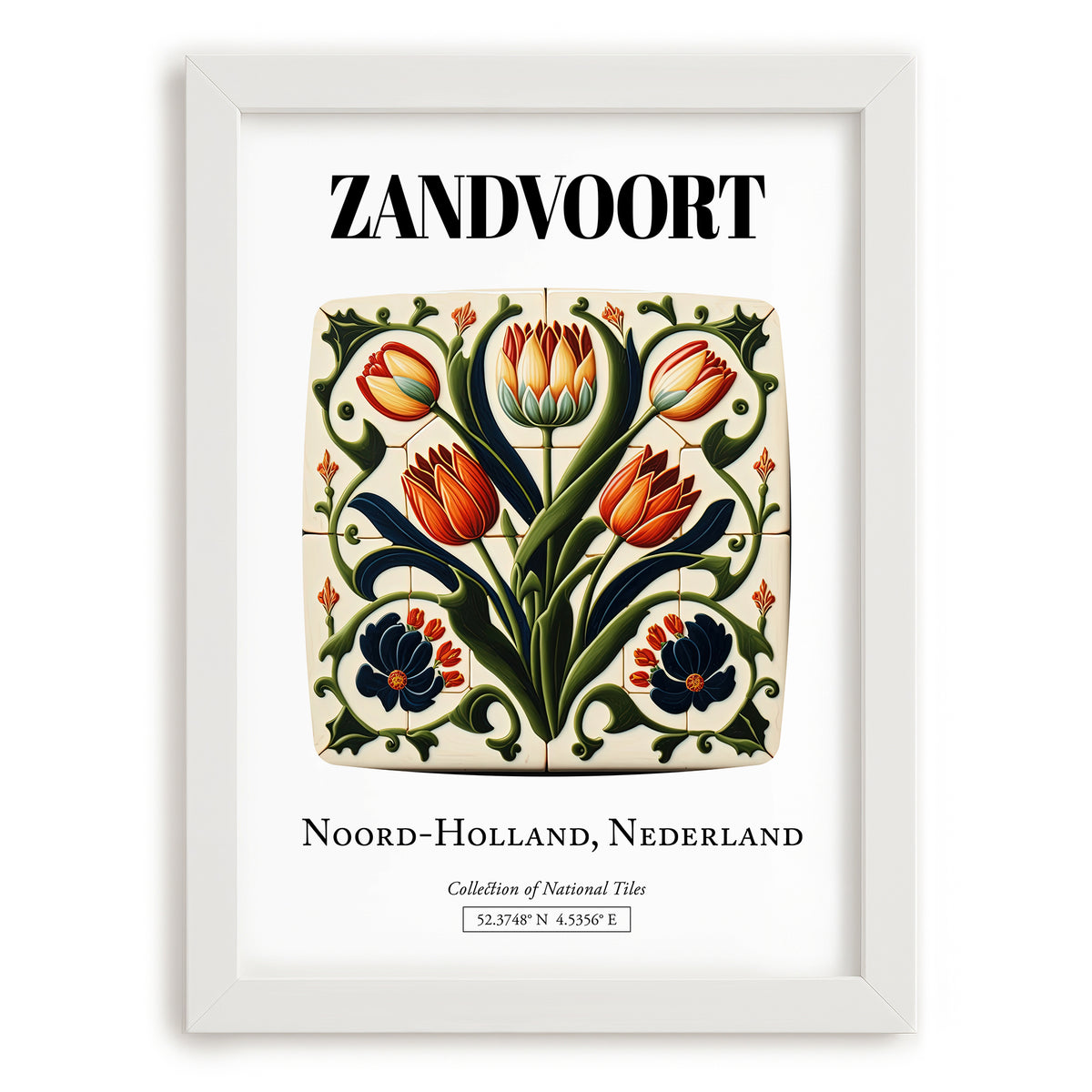 Zandvoort, Netherlands – Travel Wall Art, placed in minimal white frame
