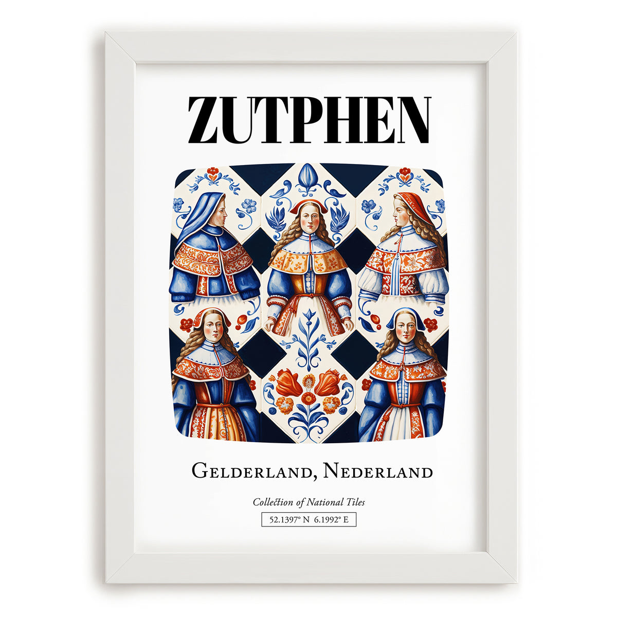 Zutphen, Netherlands – Travel Print, placed in minimal white frame